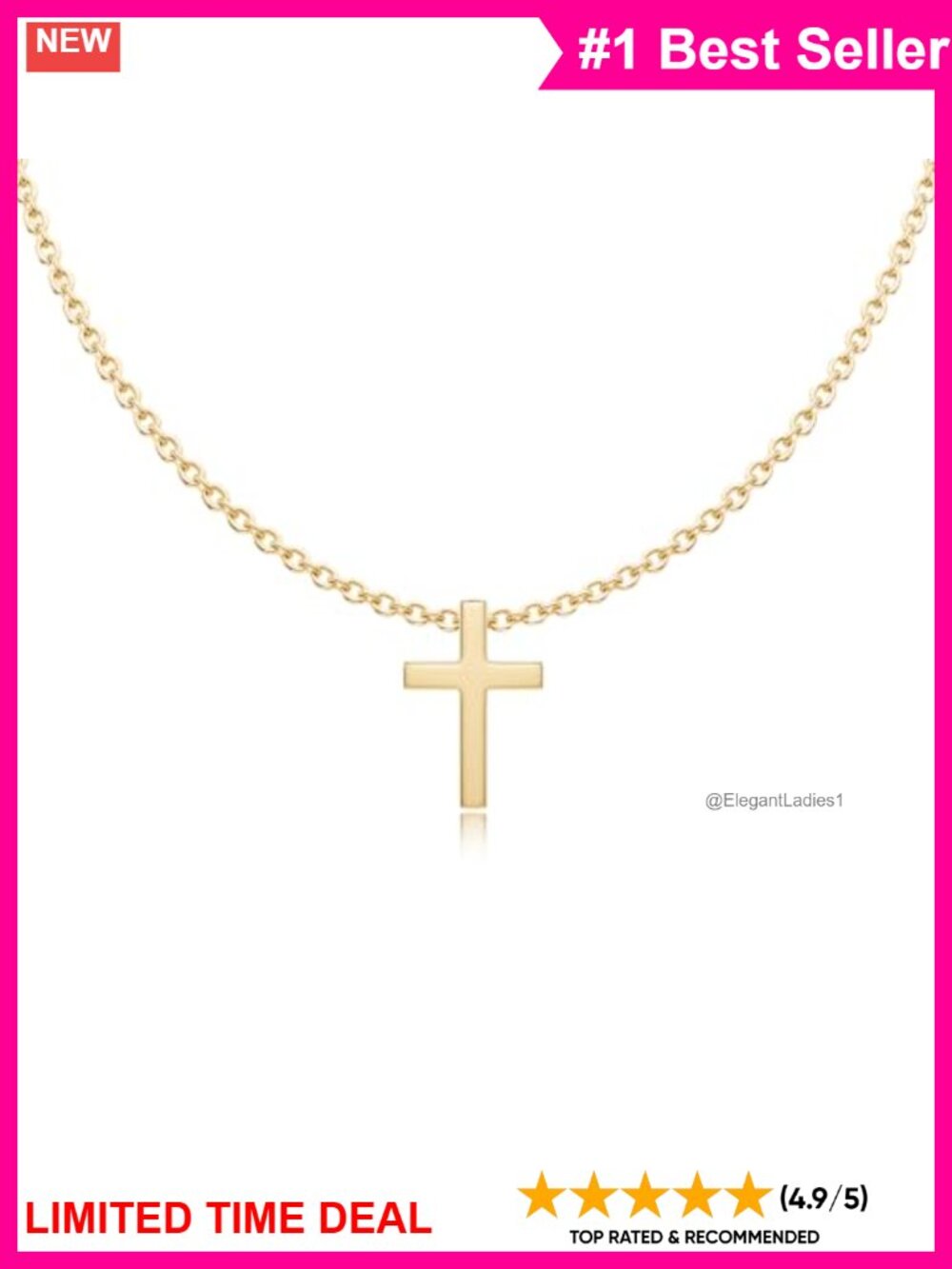 14K Gold Plated Dainty Small Cross Necklace for Women